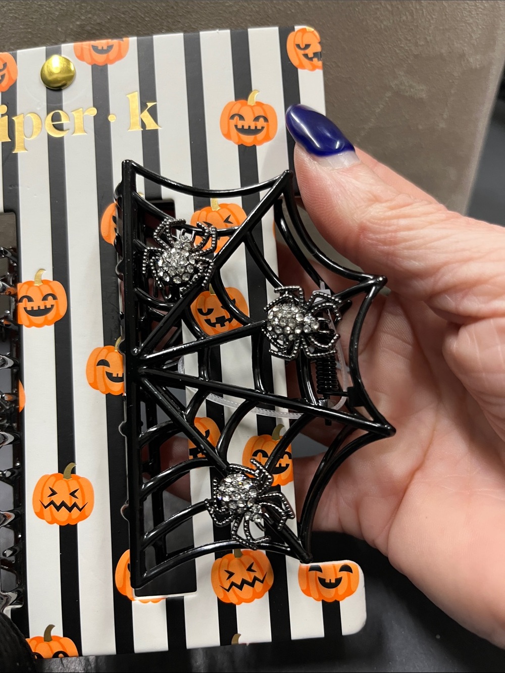 New Piper & K Black and Silver Color Spiderweb Metal Hair Clips one of each - Picture 3 of 4